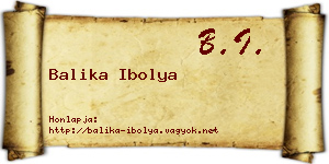 Balika Ibolya névjegykártya
